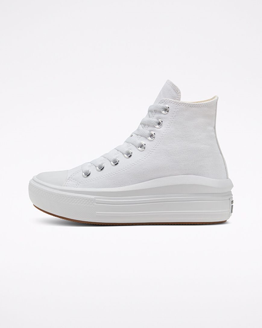 Topanky Na Platforme Converse Chuck Taylor All Star Move Vysoke Damske Biele Béžové Biele Čierne | SK BA11KY5